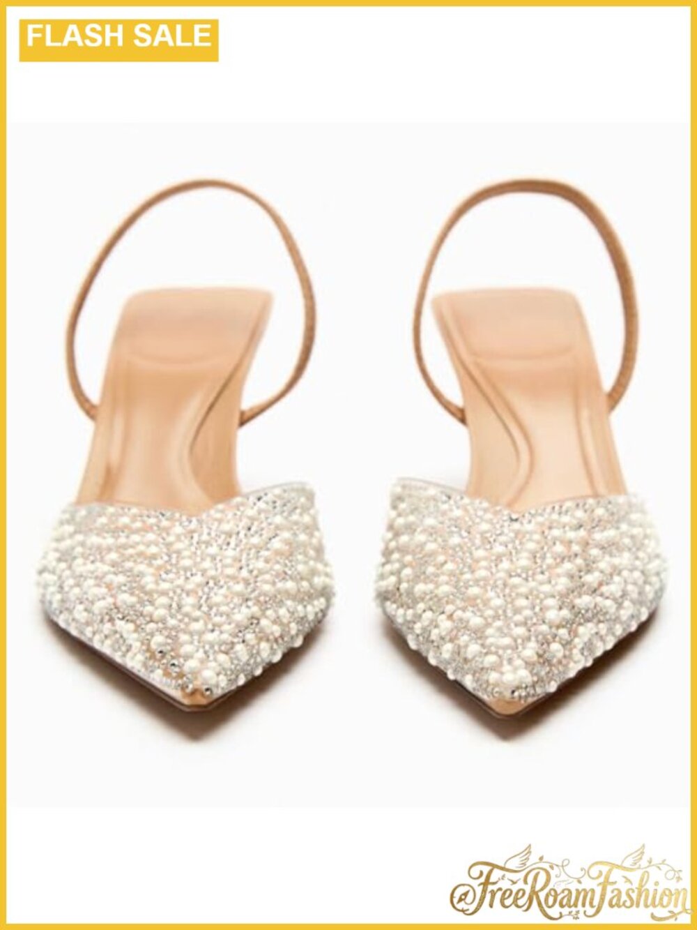 Kitten Heels Pointed Toe Mesh Rhinestone Heeled Sandals Clear PVC Stiletto Mid - Picture 5 of 6